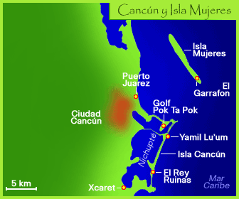 Mapa de Cancún - Mapa de Isla Mujeres